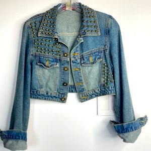 Jean jacket, studs, long sleeves, size small